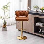 Brown leather back and golden footrest counter height dining chairs, 2pcs set by La Spezia additional picture 6