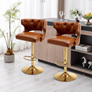 Brown leather back and golden footrest counter height dining chairs, 2pcs set by La Spezia additional picture 10