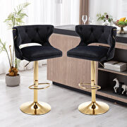 Black velvet back and golden footrest counter height dining chairs, 2pcs set by La Spezia additional picture 6