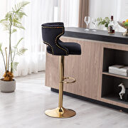 Black velvet back and golden footrest counter height dining chairs, 2pcs set by La Spezia additional picture 8