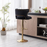 Black velvet back and golden footrest counter height dining chairs, 2pcs set by La Spezia additional picture 9