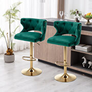 Green velvet back and golden footrest counter height dining chairs, 2pcs set by La Spezia additional picture 11
