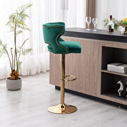 Green velvet back and golden footrest counter height dining chairs, 2pcs set by La Spezia additional picture 12