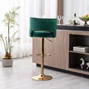Green velvet back and golden footrest counter height dining chairs, 2pcs set by La Spezia additional picture 3
