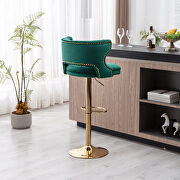 Green velvet back and golden footrest counter height dining chairs, 2pcs set by La Spezia additional picture 4