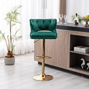 Green velvet back and golden footrest counter height dining chairs, 2pcs set by La Spezia additional picture 6