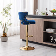 Blue velvet back and golden footrest counter height dining chairs, 2pcs set by La Spezia additional picture 11