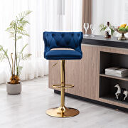 Blue velvet back and golden footrest counter height dining chairs, 2pcs set by La Spezia additional picture 12
