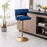 Blue velvet back and golden footrest counter height dining chairs, 2pcs set by La Spezia additional picture 7