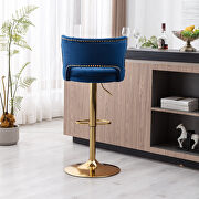 Blue velvet back and golden footrest counter height dining chairs, 2pcs set by La Spezia additional picture 8
