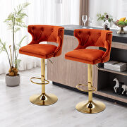Orange velvet back and golden footrest counter height dining chairs, 2pcs set by La Spezia additional picture 2