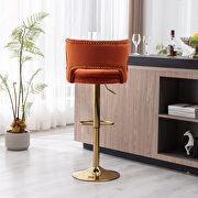 Orange velvet back and golden footrest counter height dining chairs, 2pcs set by La Spezia additional picture 11