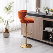 Orange velvet back and golden footrest counter height dining chairs, 2pcs set by La Spezia additional picture 12