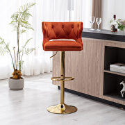 Orange velvet back and golden footrest counter height dining chairs, 2pcs set by La Spezia additional picture 5