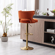Orange velvet back and golden footrest counter height dining chairs, 2pcs set by La Spezia additional picture 6
