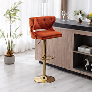 Orange velvet back and golden footrest counter height dining chairs, 2pcs set by La Spezia additional picture 8
