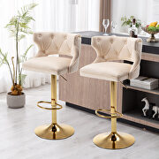 Beige velvet back and golden footrest counter height dining chairs, 2pcs set by La Spezia additional picture 11