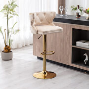 Beige velvet back and golden footrest counter height dining chairs, 2pcs set by La Spezia additional picture 6