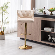 Beige velvet back and golden footrest counter height dining chairs, 2pcs set by La Spezia additional picture 9