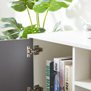 White/ dark gray morden TV stand with led lights by La Spezia additional picture 9