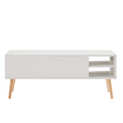 Matte white coffee table with solid wood leg rest by La Spezia additional picture 4