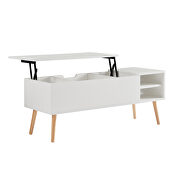 Matte white coffee table with solid wood leg rest by La Spezia additional picture 7