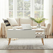 Matte white coffee table with solid wood leg rest by La Spezia additional picture 10