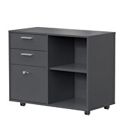 Drawer wood file cabinet with coded lock in dark gray by La Spezia additional picture 11