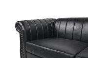 Black pu rolled arm chesterfield three seater sofa by La Spezia additional picture 13