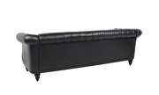Black pu rolled arm chesterfield three seater sofa additional photo 3 of 16
