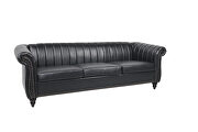 Black pu rolled arm chesterfield three seater sofa by La Spezia additional picture 6