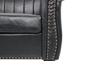 Black pu rolled arm chesterfield three seater sofa by La Spezia additional picture 10
