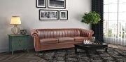 Brown pu rolled arm chesterfield three seater sofa by La Spezia additional picture 14