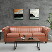 Brown pu rolled arm chesterfield three seater sofa by La Spezia additional picture 2