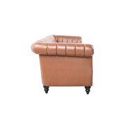 Brown pu rolled arm chesterfield three seater sofa additional photo 5 of 9