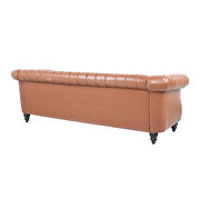 Brown pu rolled arm chesterfield three seater sofa by La Spezia additional picture 6