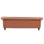 Brown pu rolled arm chesterfield three seater sofa by La Spezia additional picture 8