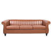 Brown pu rolled arm chesterfield three seater sofa by La Spezia additional picture 9