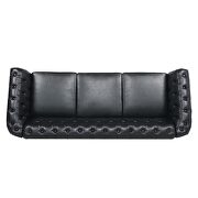 Black pu uphostery rolled arm chesterfield three seater sofa by La Spezia additional picture 2