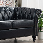 Black pu uphostery rolled arm chesterfield three seater sofa by La Spezia additional picture 3