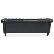 Black pu uphostery rolled arm chesterfield three seater sofa by La Spezia additional picture 7