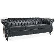 Black pu uphostery rolled arm chesterfield three seater sofa by La Spezia additional picture 8