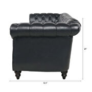 Black pu uphostery rolled arm chesterfield three seater sofa by La Spezia additional picture 9