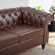 Dark brown pu uphostery rolled arm chesterfield three seater sofa by La Spezia additional picture 2