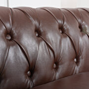 Dark brown pu uphostery rolled arm chesterfield three seater sofa by La Spezia additional picture 3