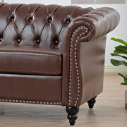 Dark brown pu uphostery rolled arm chesterfield three seater sofa by La Spezia additional picture 4