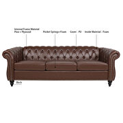 Dark brown pu uphostery rolled arm chesterfield three seater sofa by La Spezia additional picture 6
