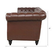 Dark brown pu uphostery rolled arm chesterfield three seater sofa by La Spezia additional picture 7