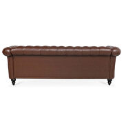 Dark brown pu uphostery rolled arm chesterfield three seater sofa by La Spezia additional picture 9