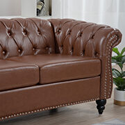 Brown pu uphostery rolled arm chesterfield three seater sofa by La Spezia additional picture 2